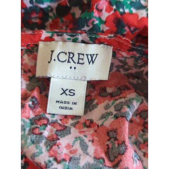 J.‎ Crew Cotton-Blend Poplin Ruffle Top Red Ditsy Floral Bohemian Womens XS - Picture 11 of 12